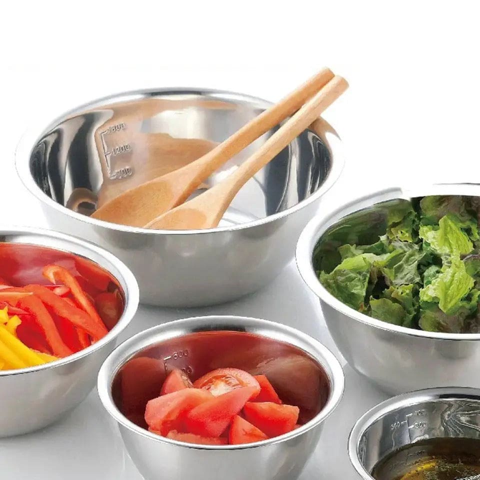 Set Of 5 Metal Mixing Bowls, Non Slip Nesting Whisking Bowls Set, Mixing Bowls For Salad Cooking Baking Food Container, Stackable Portable Cooking Nesting Storage Bowls For Home Kitchen Outdoor Camping, Rust-proof Food Storage Prep Bowl Set Of 5 Metal Mixing Bowls, Non Slip Nesting Whisking Bowls Set, Mixing Bowls For Salad Cooking Baking Food Container, Stackable Portable Cooking Nesting Storage Bowls For Home Kitchen Outdoor Camping, Rust-proof Food Storage Prep Bowl